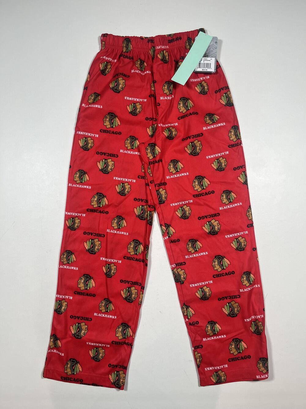 New Chicago Blackhawks Pajamas Boys Medium 10/12 Red NHL Hockey Lounge Pants